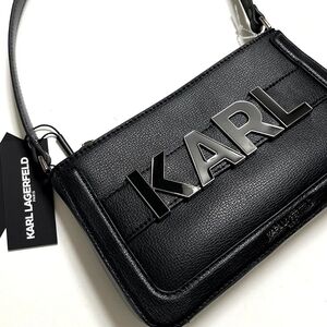 NWT Karl Lagerfeld Enamel Logo Leather Shoulder Bag